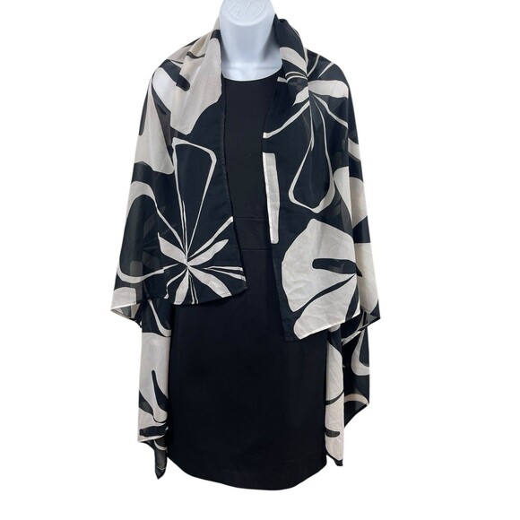 Anne Klein New York One Size Black White Floral Sheer Wrap Kimono Scarf NWT - Picture 2 of 11